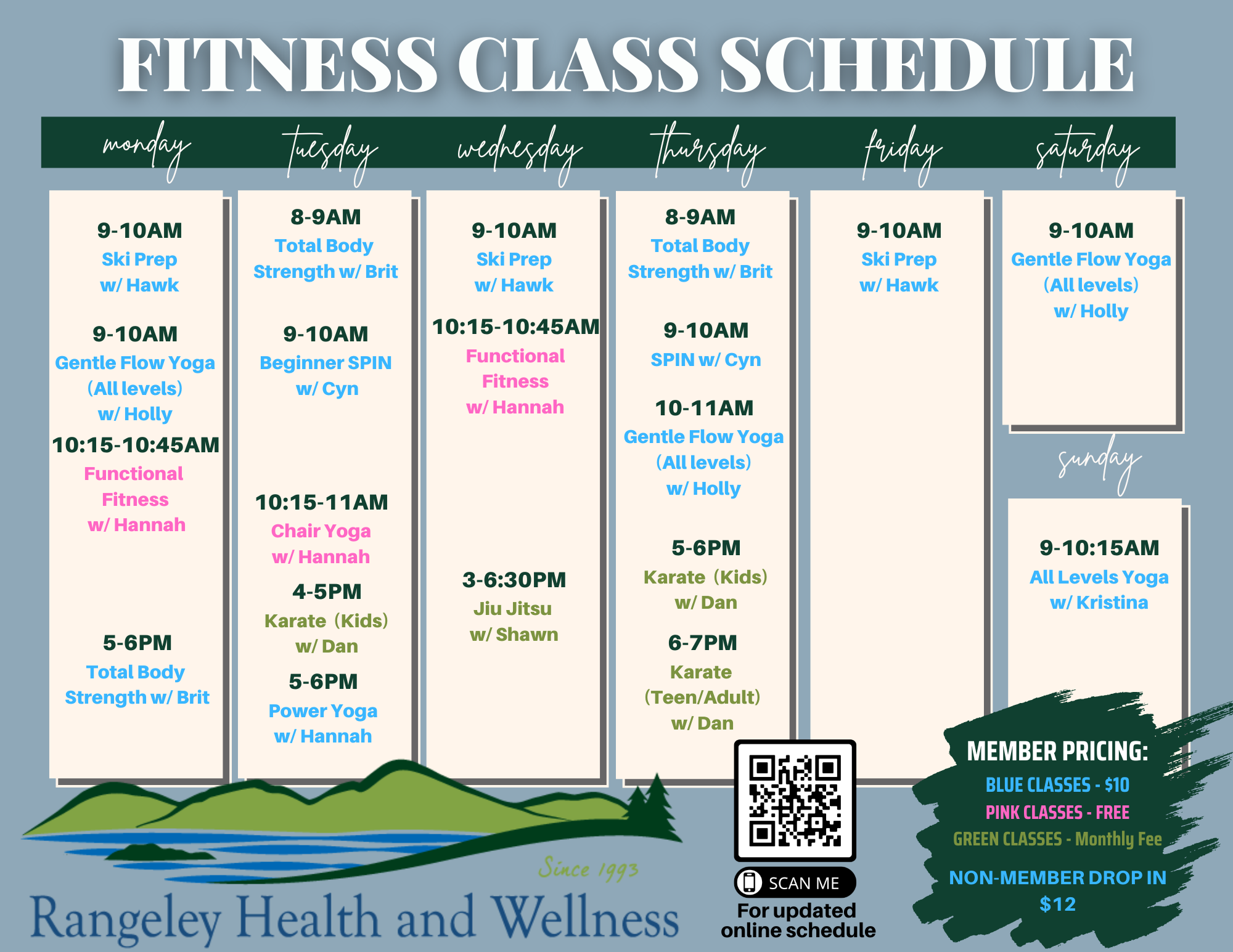 10.2025 Class Schedule